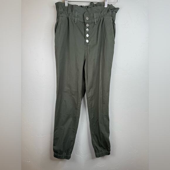 Veronica Beard Tedi Tapered High Rise Army Green Paper Bag Pants Twill 6 / 28 - Picture 4 of 12